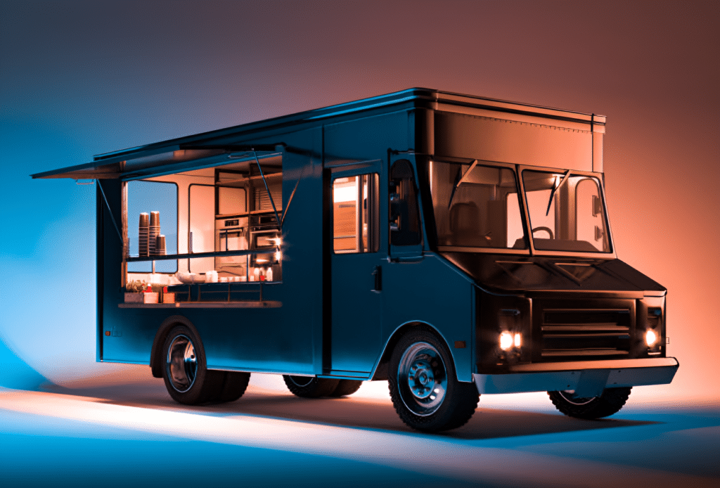 Food Truck notturno illuminato